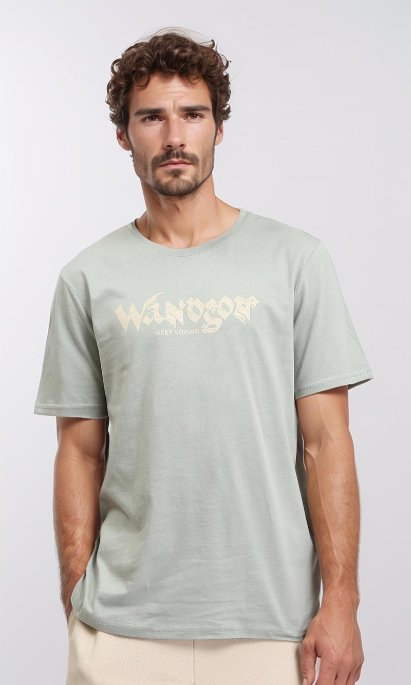 R209383 - Printed Crew Neck Slip On Tee - Pastel Olive