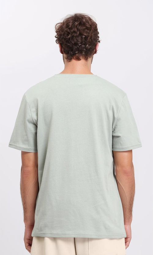 R209383 - Printed Crew Neck Slip On Tee - Pastel Olive
