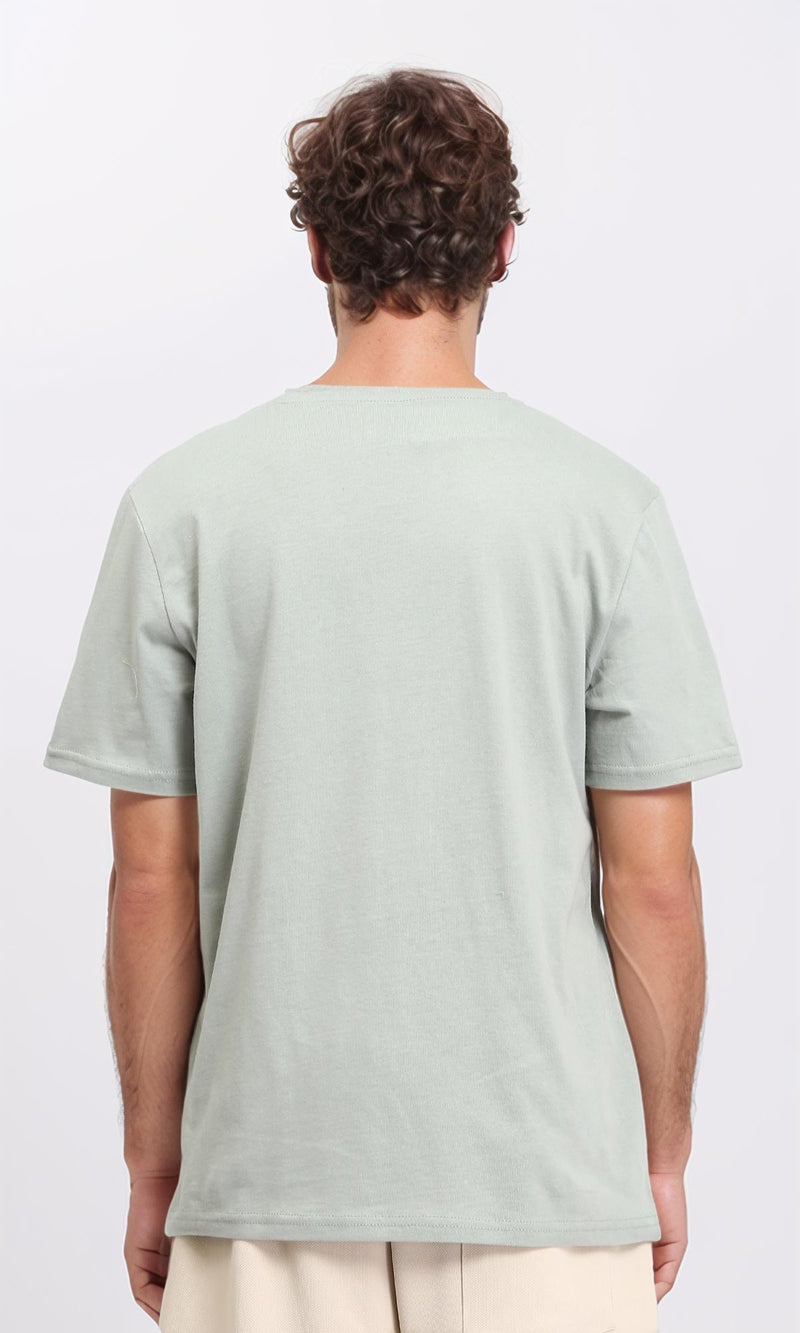 R209383 - Printed Crew Neck Slip On Tee - Pastel Olive