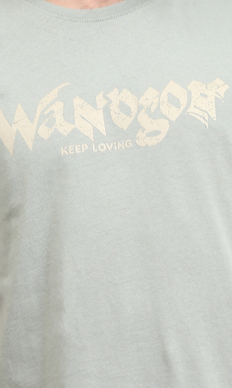 R209383 - Printed Crew Neck Slip On Tee - Pastel Olive