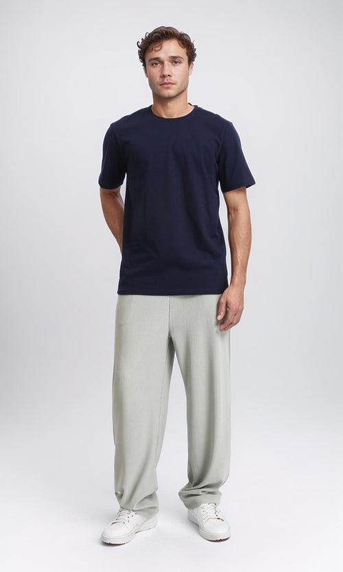 R209384 - Crew Neck Slip On Basic Tee - Navy Blue