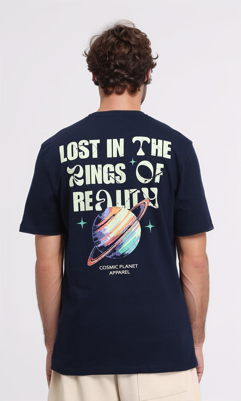 R209385 - Crew Neck Slip On Printed Tee - Navy Blue