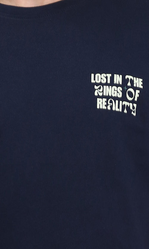 R209385 - Crew Neck Slip On Printed Tee - Navy Blue