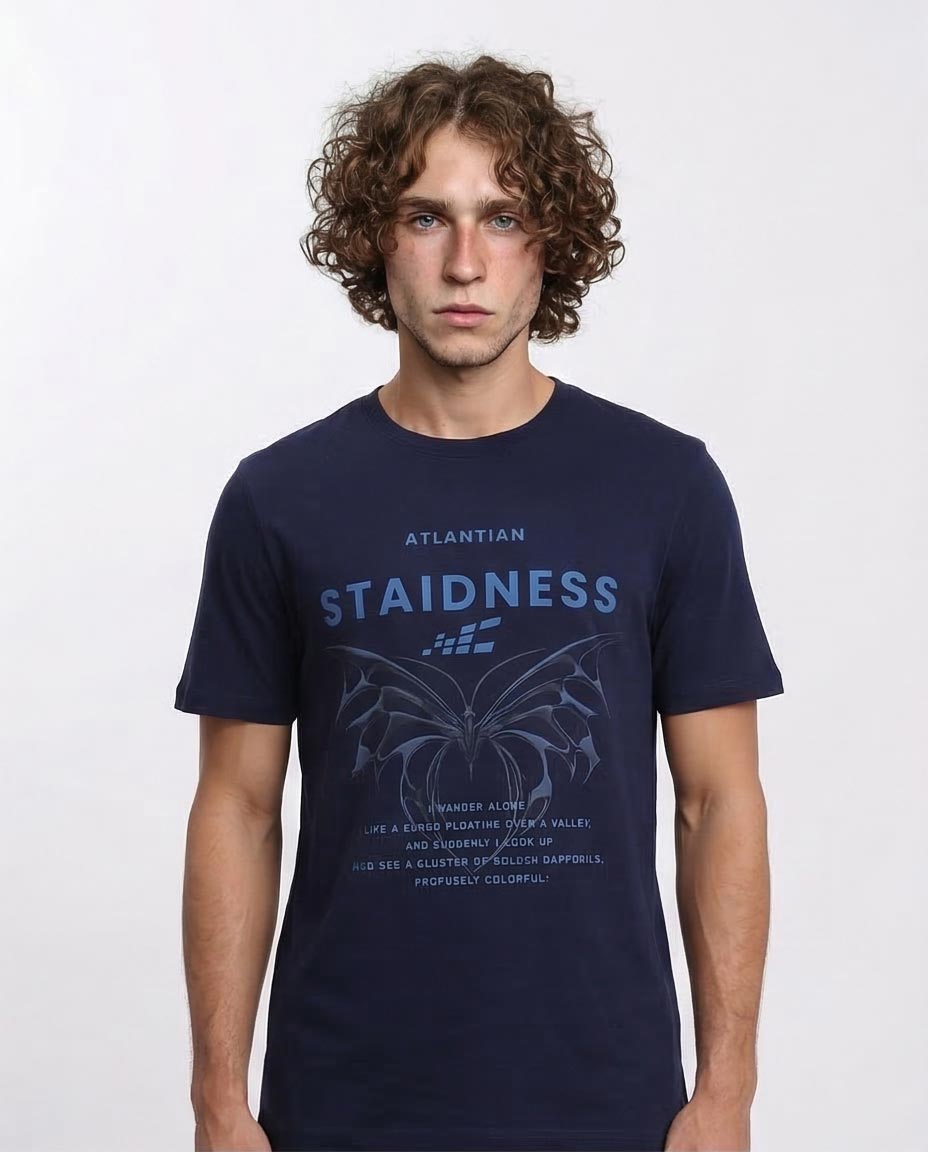 Men's Navy "staidness" Graphic T-Shirt - 100% Premium Cotton