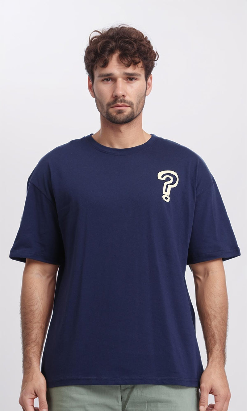 R209389 - Front & Back Print Cotton Tee - Navy Blue