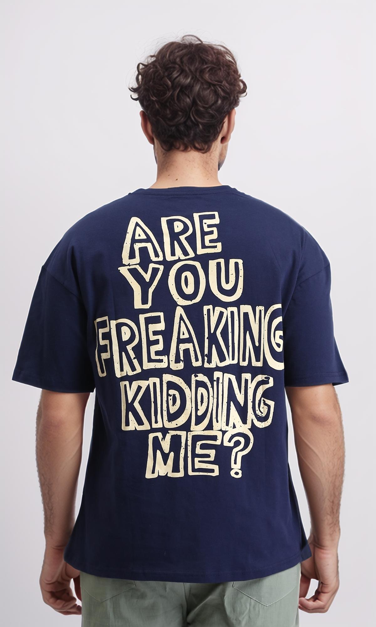 R209389 - Front & Back Print Cotton Tee - Navy Blue