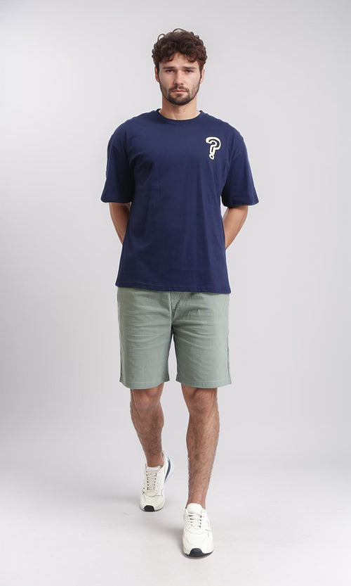 R209389 - Front & Back Print Cotton Tee - Navy Blue