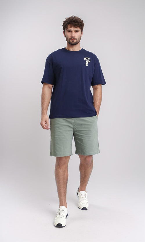 R209389 - Front & Back Print Cotton Tee - Navy Blue