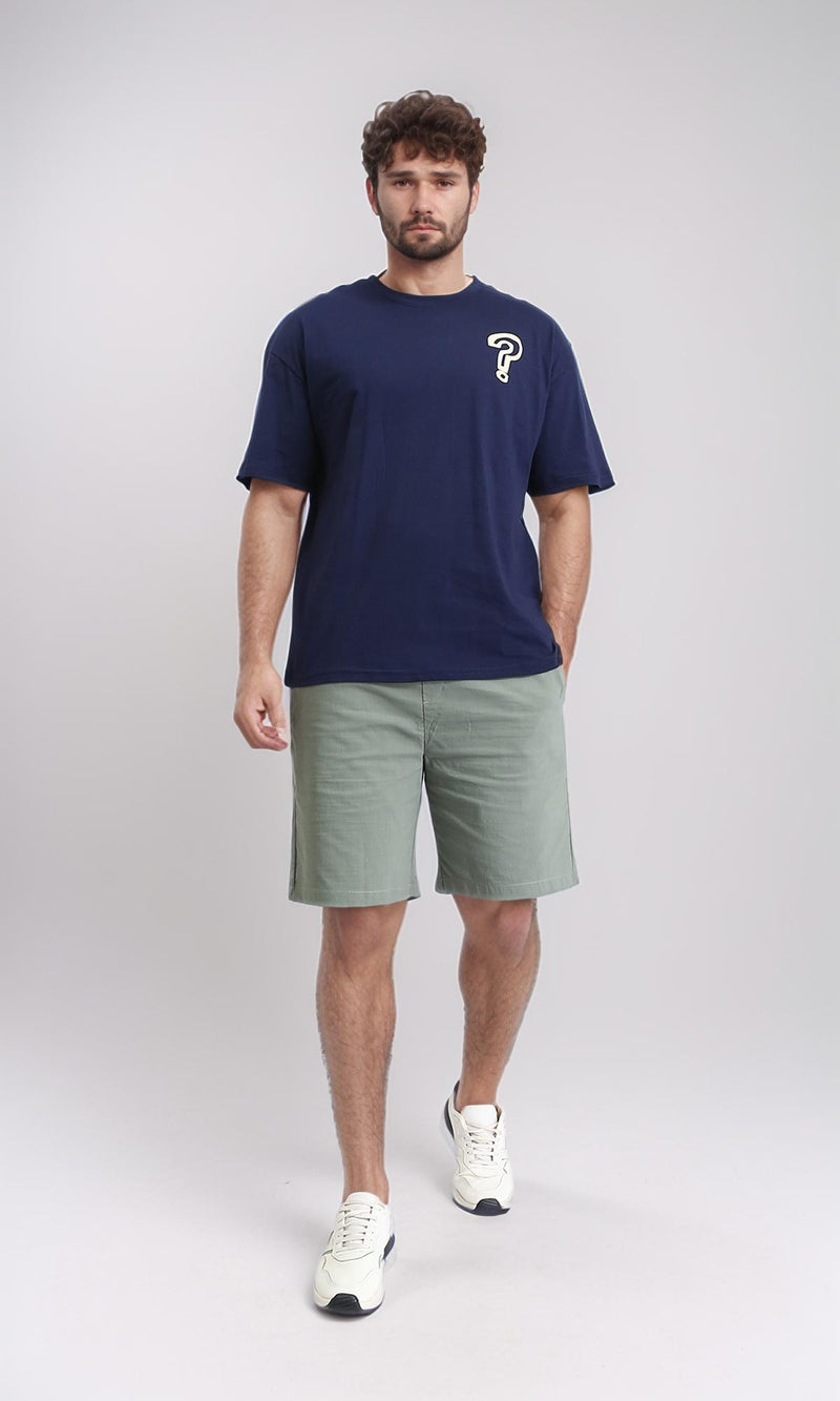 R209389 - Front & Back Print Cotton Tee - Navy Blue