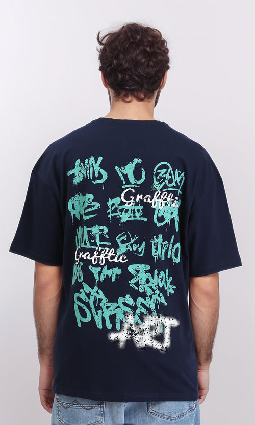 R209391 - Casual Printed Slip On Tee - Navy Blue