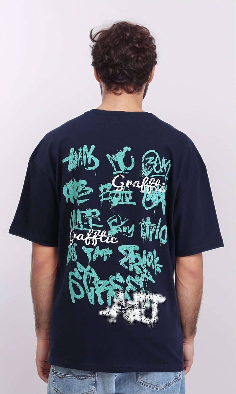 R209391 - Casual Printed Slip On Tee - Navy Blue