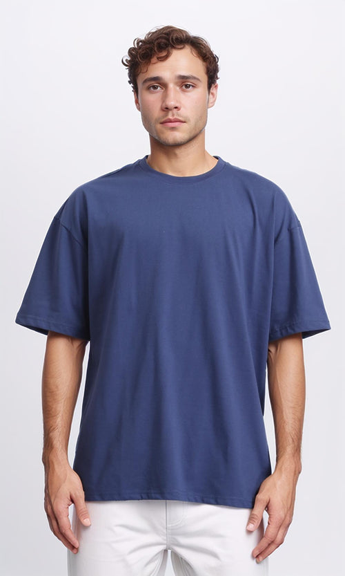 R209392 - Crew Neck Slip On Basic Tee - Light Navy Blue