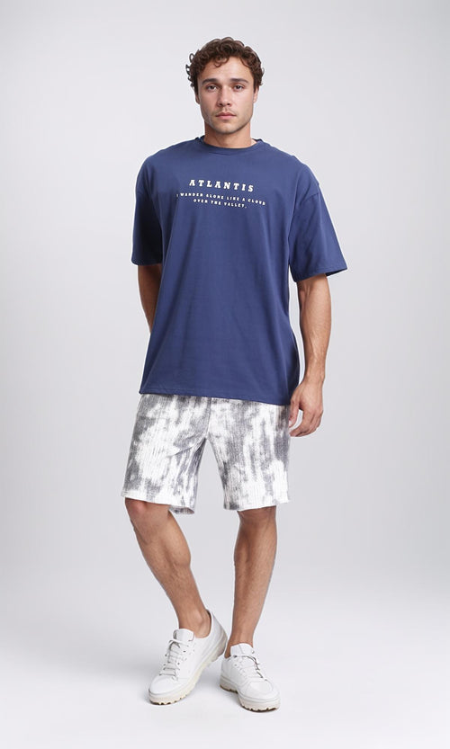 R209393 - Cotton Slip On Printed Tee - Light Navy Blue