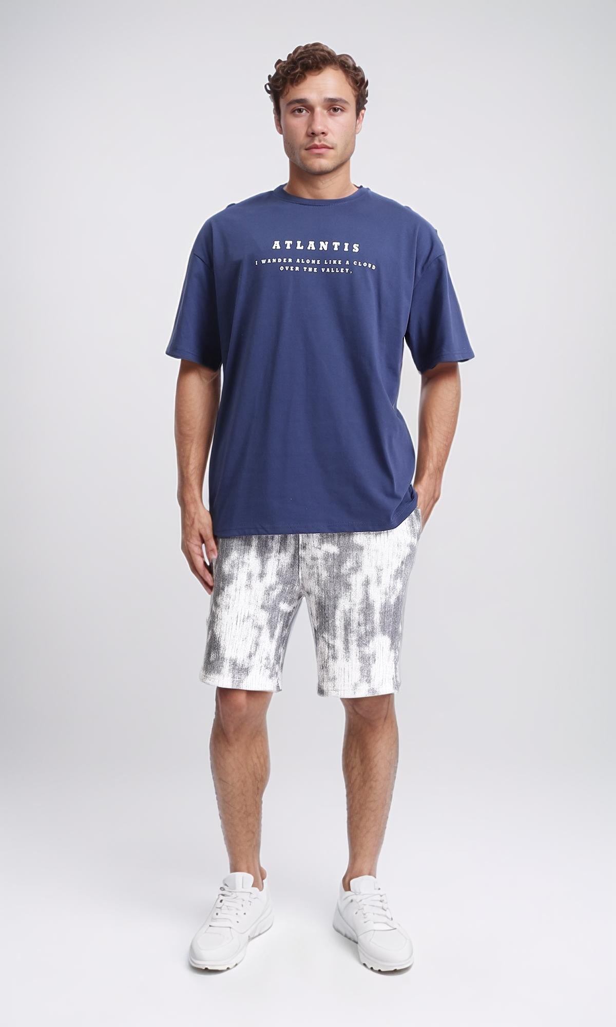 R209393 - Cotton Slip On Printed Tee - Light Navy Blue