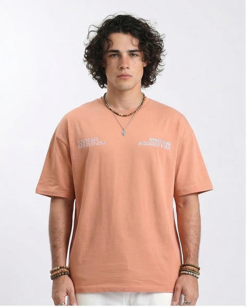 Men's Oversized "peace & Light" Festival Graphic T-Shirt - 100% Premium Cotton In Dusty Coral