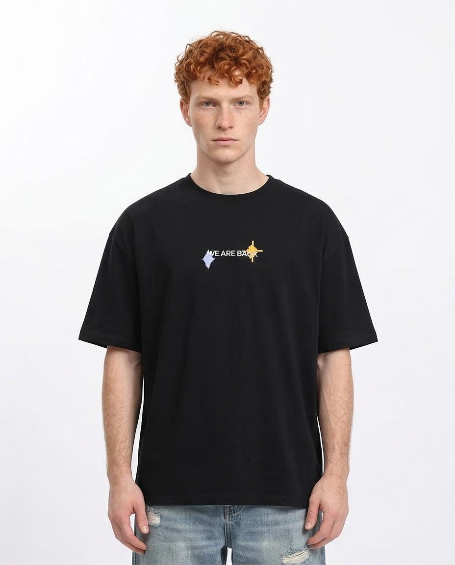 "out of Office" Pixel Graphic Oversized T-Shirt - 100% Premium Cotton - Black