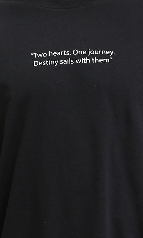 R209402 - Printed Relaxed Fit Casual Tee - Black