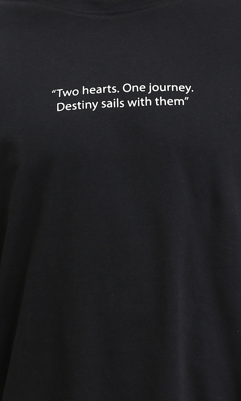 R209402 - Printed Relaxed Fit Casual Tee - Black