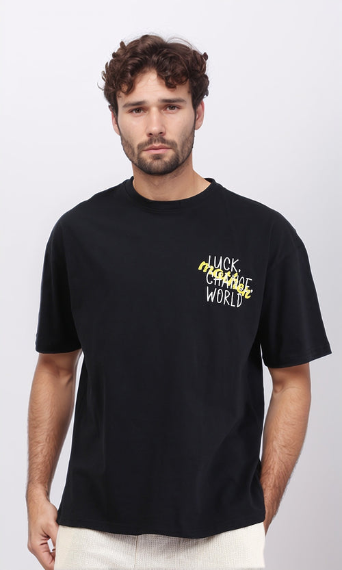 R209403 - Slip On Printed Summer Tee - Black