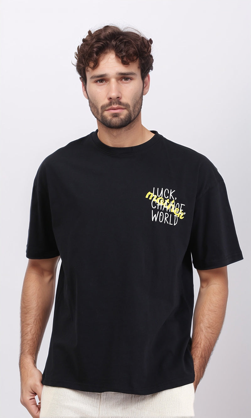 R209403 - Slip On Printed Summer Tee - Black