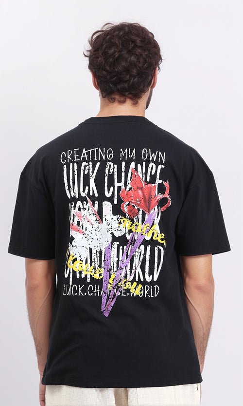 R209403 - Slip On Printed Summer Tee - Black