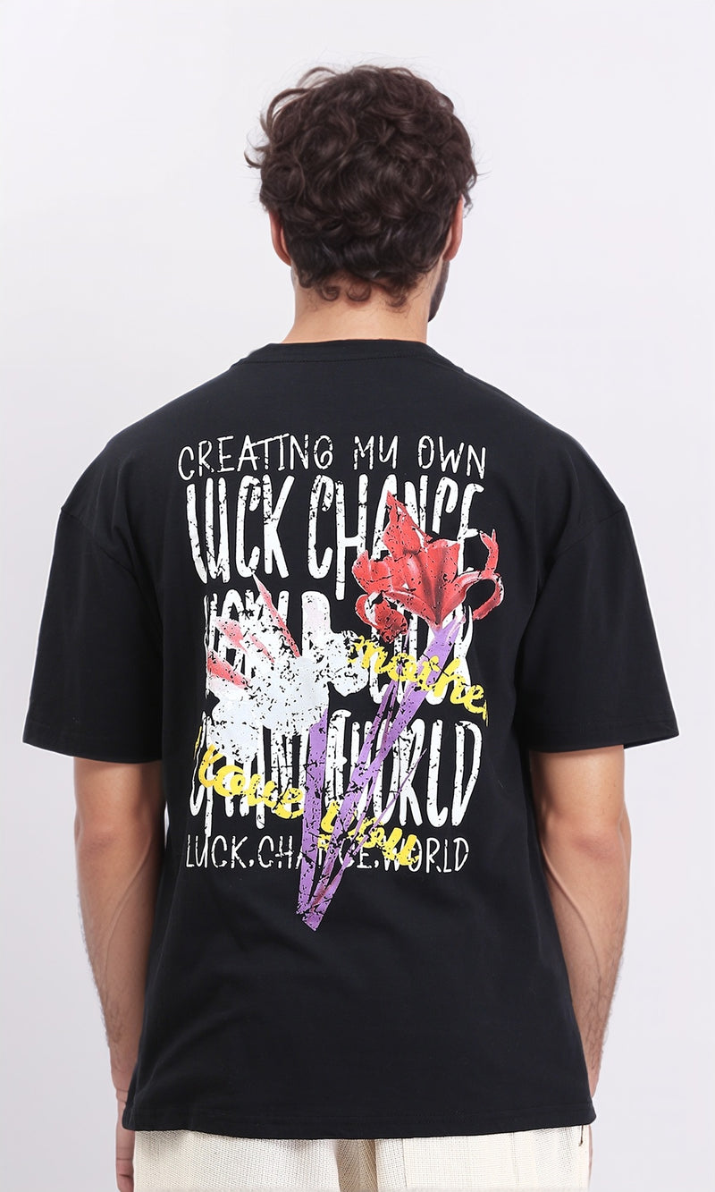 R209403 - Slip On Printed Summer Tee - Black