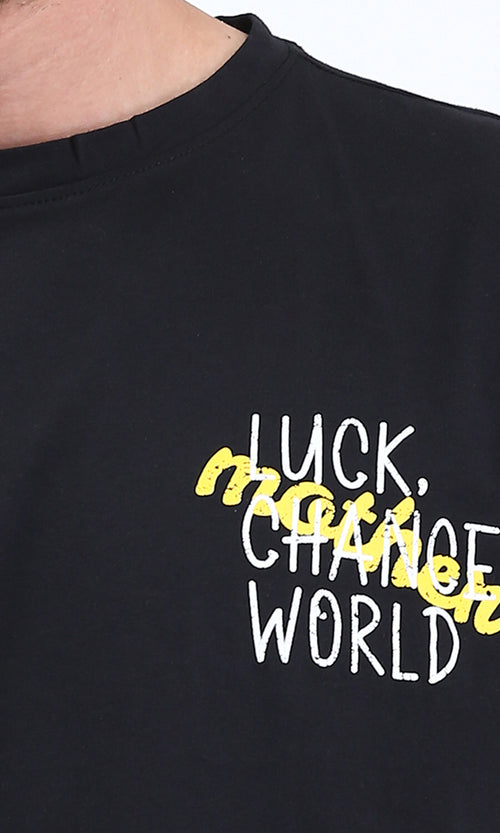 R209403 - Slip On Printed Summer Tee - Black