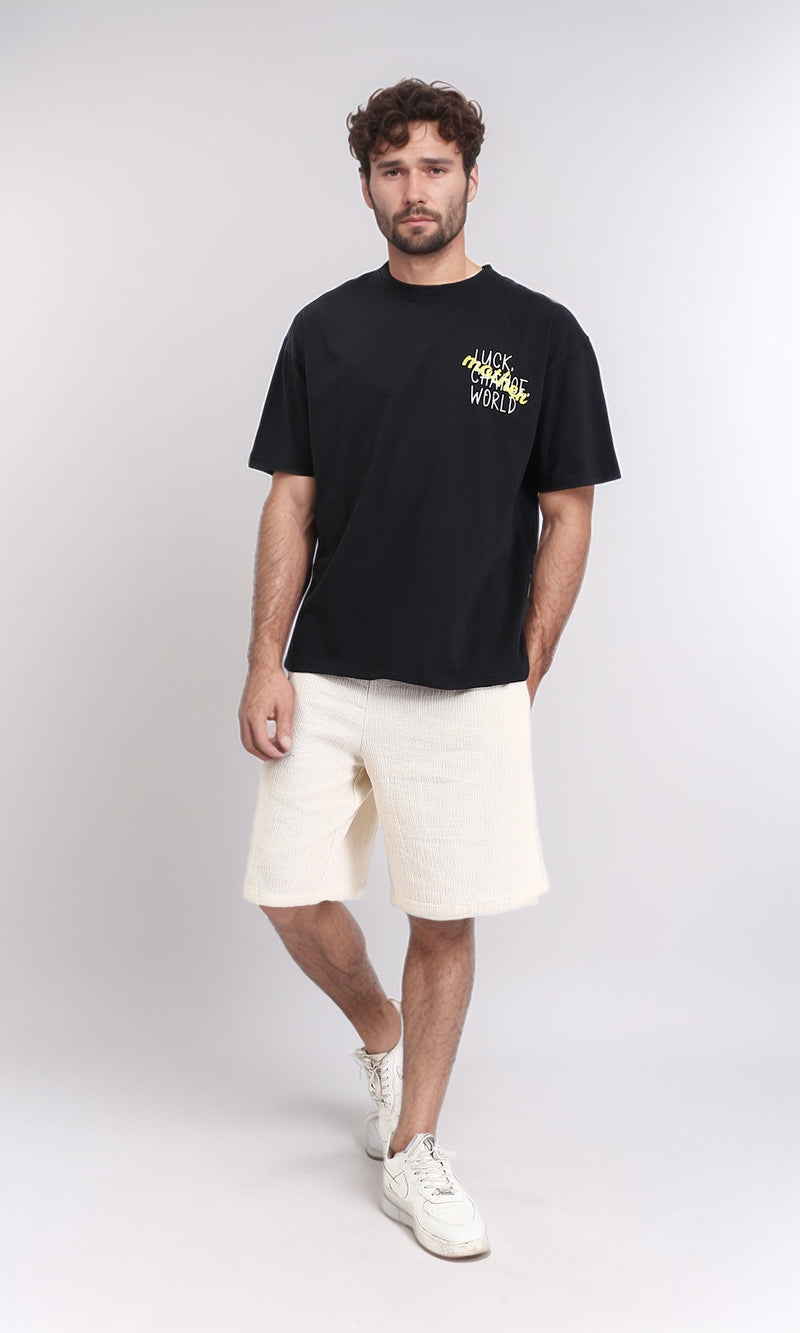 R209403 - Slip On Printed Summer Tee - Black