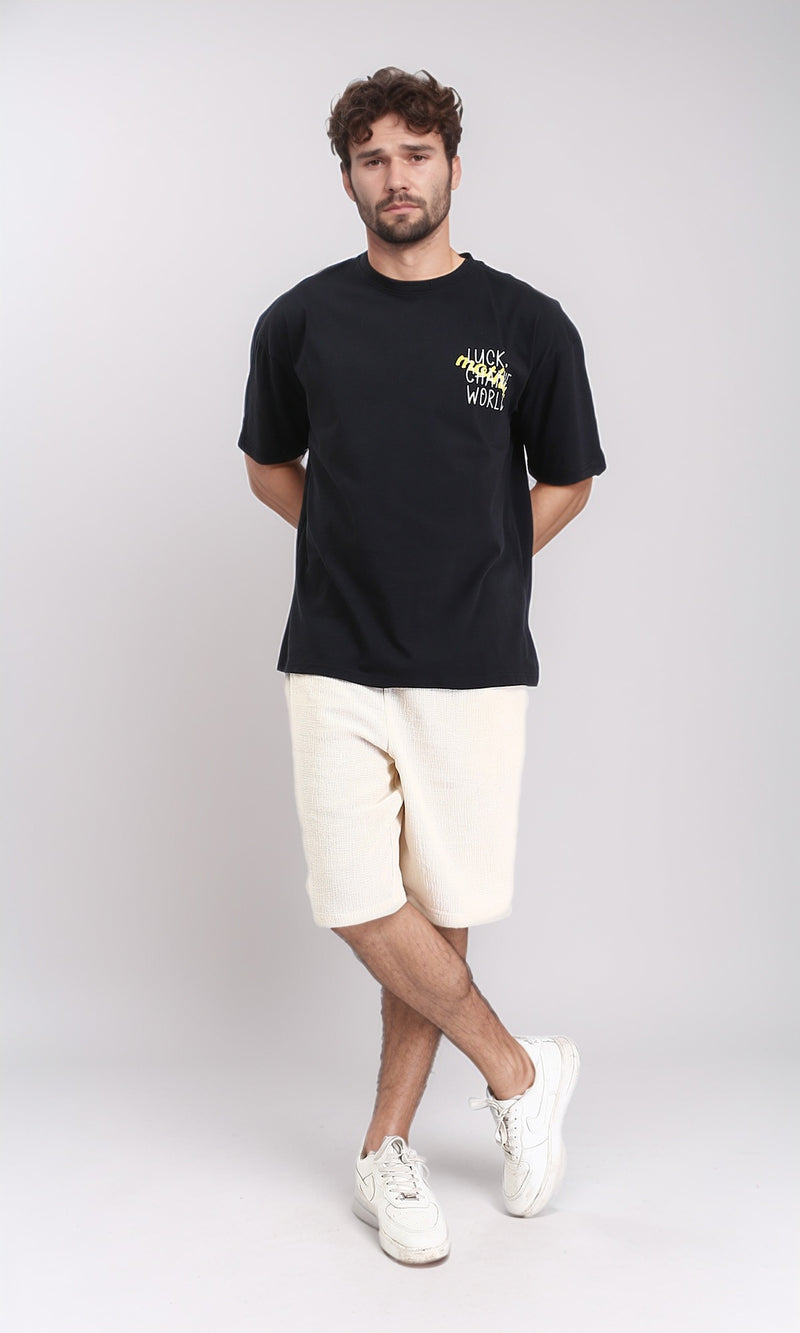 R209403 - Slip On Printed Summer Tee - Black