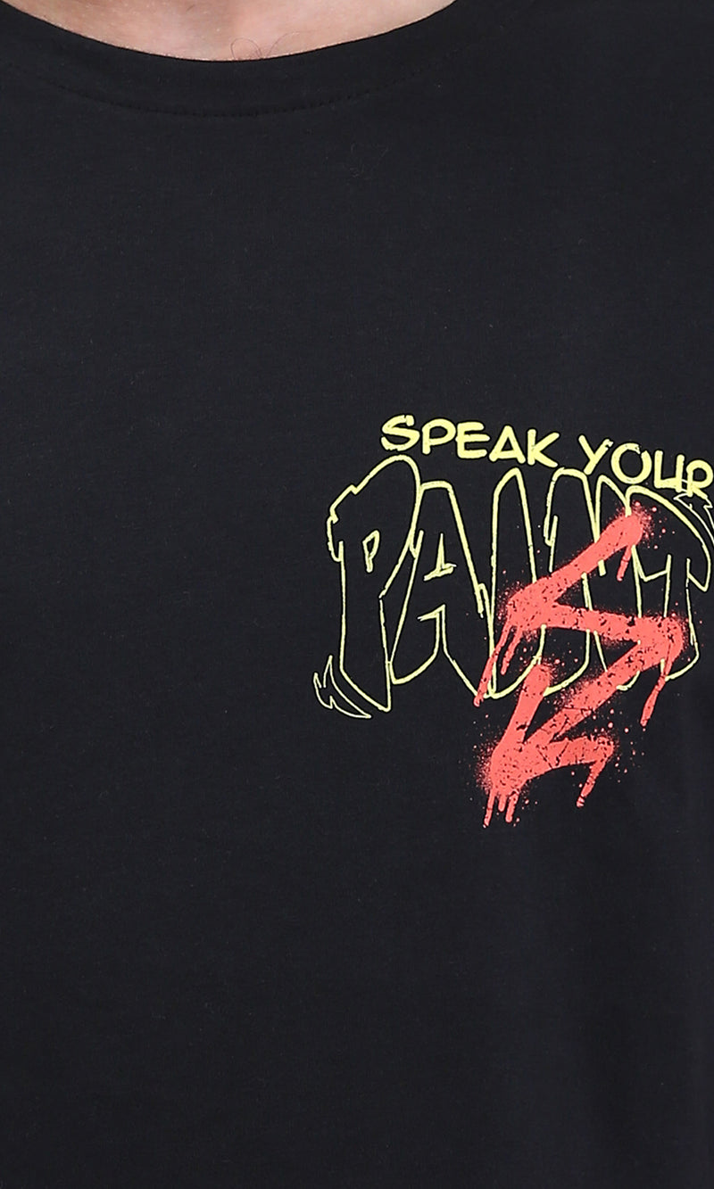 R209404 - Crew Neck Printed Summer Tee - Black