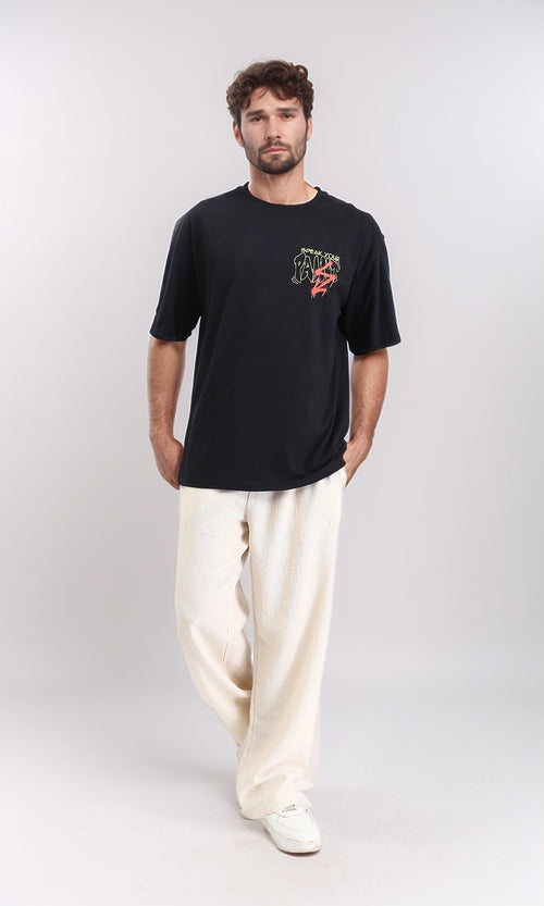 R209404 - Crew Neck Printed Summer Tee - Black