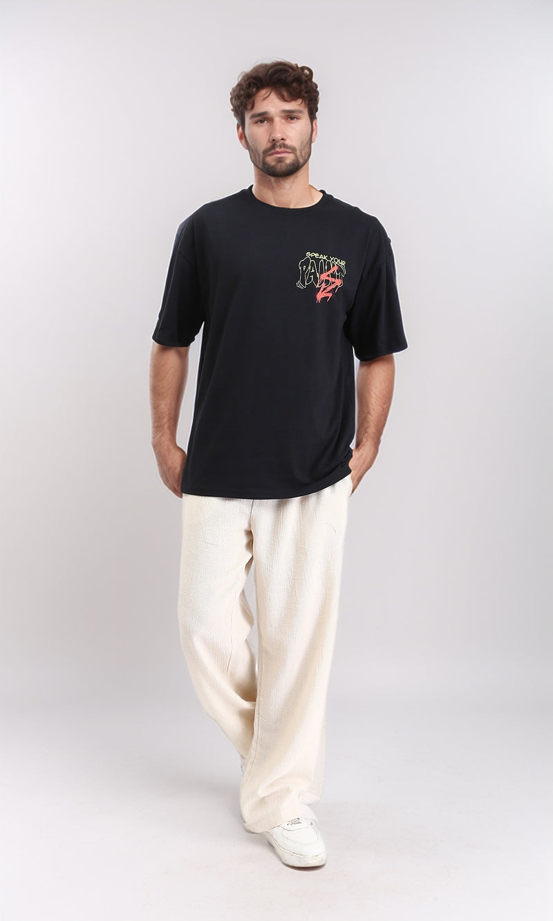 R209404 - Crew Neck Printed Summer Tee - Black