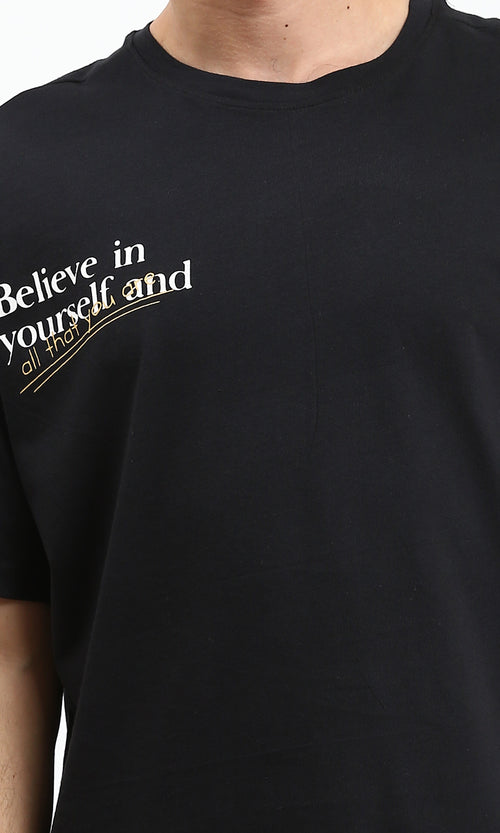 R209405 - Printed Relaxed Fit Casual Tee - Black