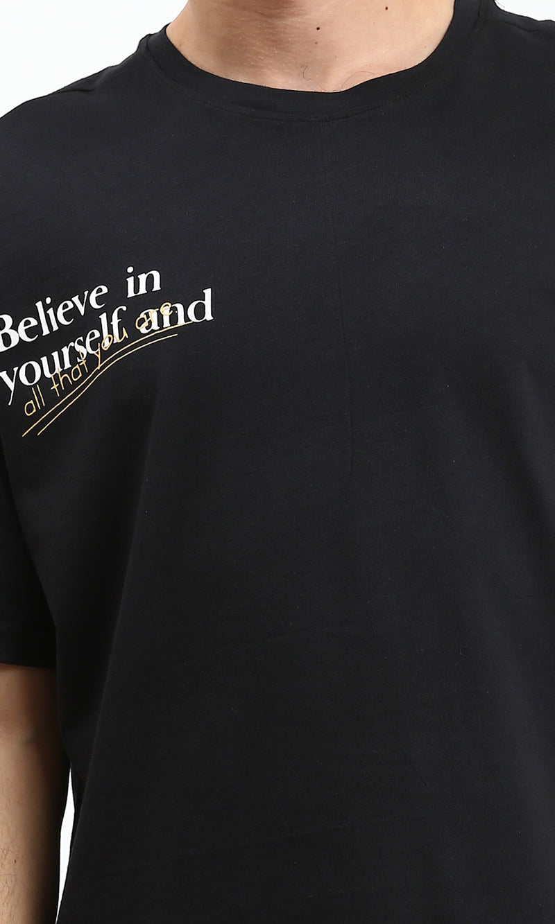 R209405 - Printed Relaxed Fit Casual Tee - Black