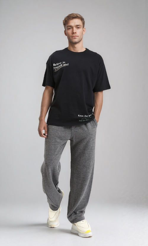 R209405 - Printed Relaxed Fit Casual Tee - Black