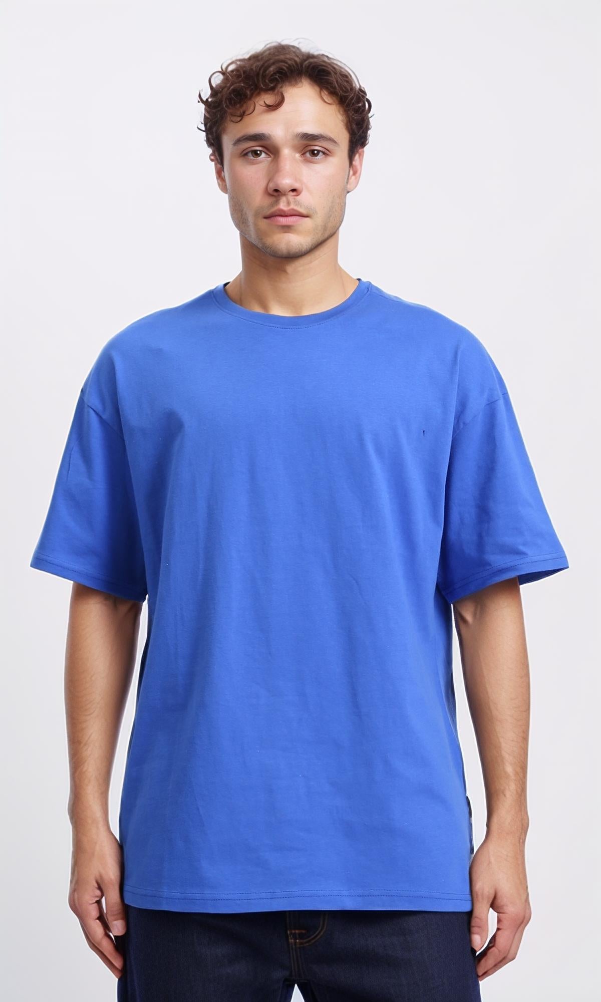Crew Neck Slip On Basic Tee - Blue