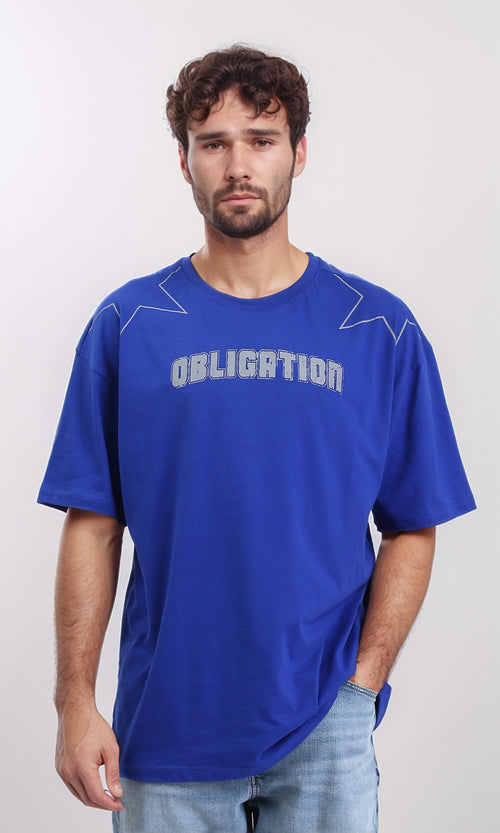 R209409 - Crew Neck Printed Summer Tee - Blue