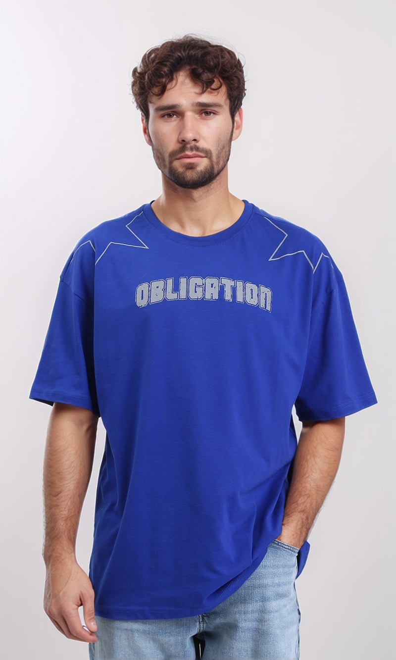 R209409 - Crew Neck Printed Summer Tee - Blue