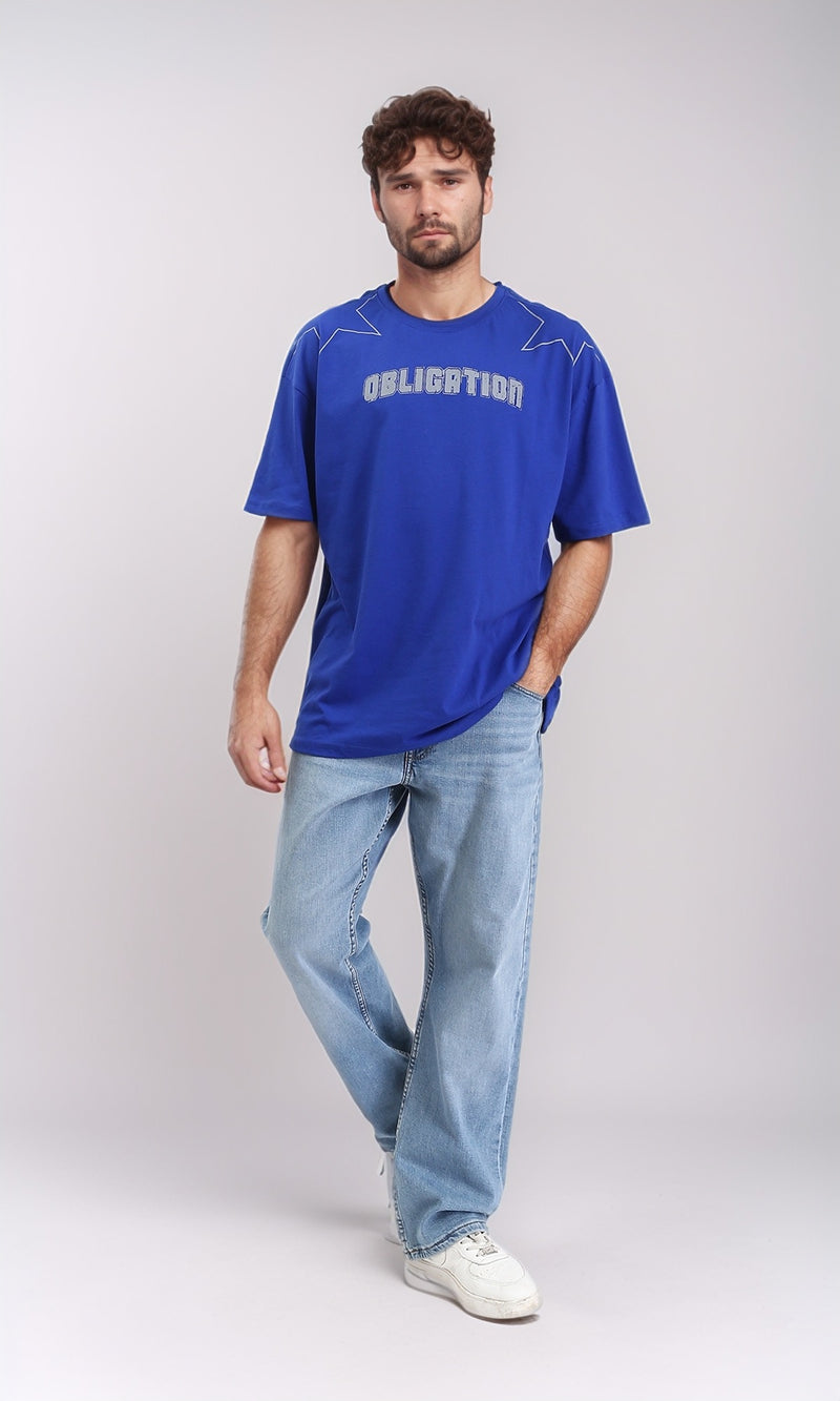 R209409 - Crew Neck Printed Summer Tee - Blue