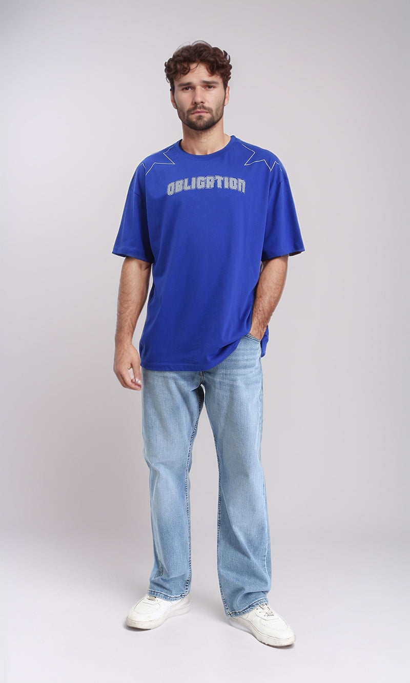 R209409 - Crew Neck Printed Summer Tee - Blue