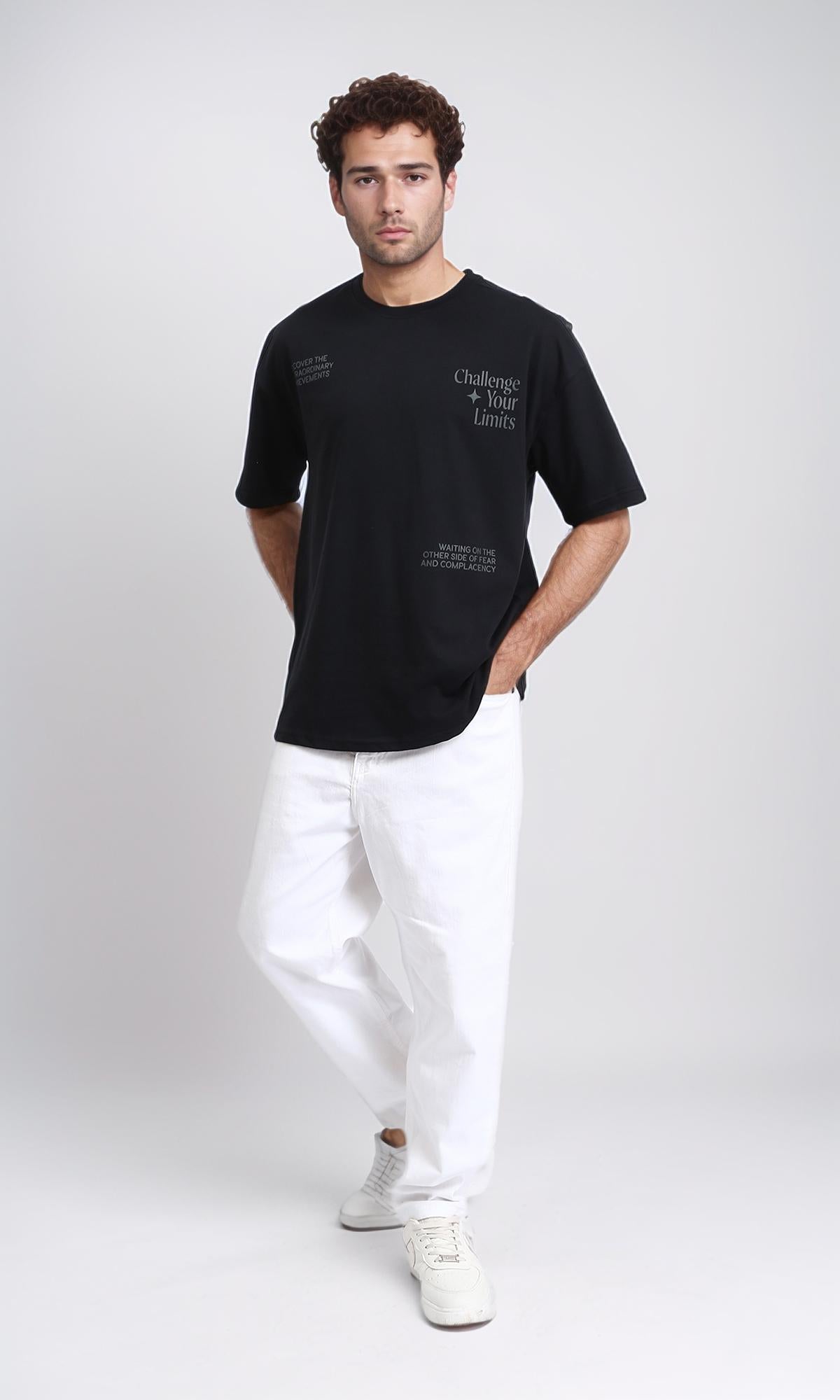 R209412 - Relaxed Fit Slip On Cotton Tee - Black