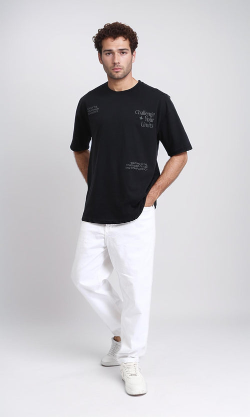 R209412 - Relaxed Fit Slip On Cotton Tee - Black