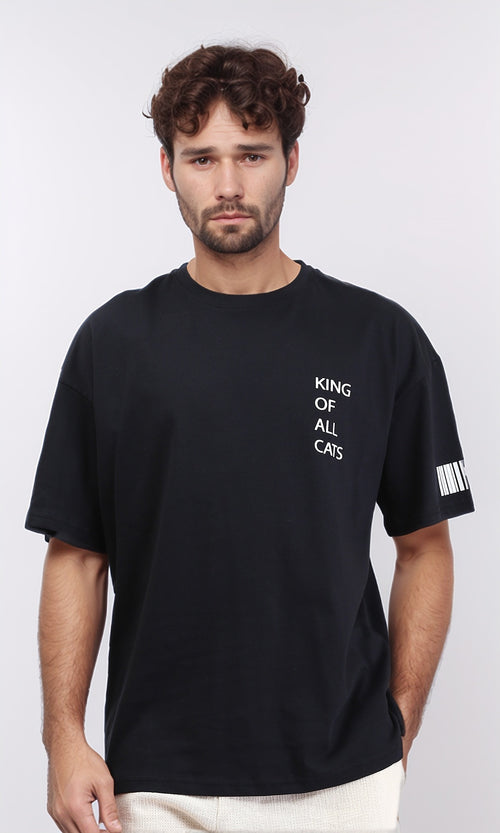 R209413 - "King Of All Cats" Slip On Cotton Tee - Black