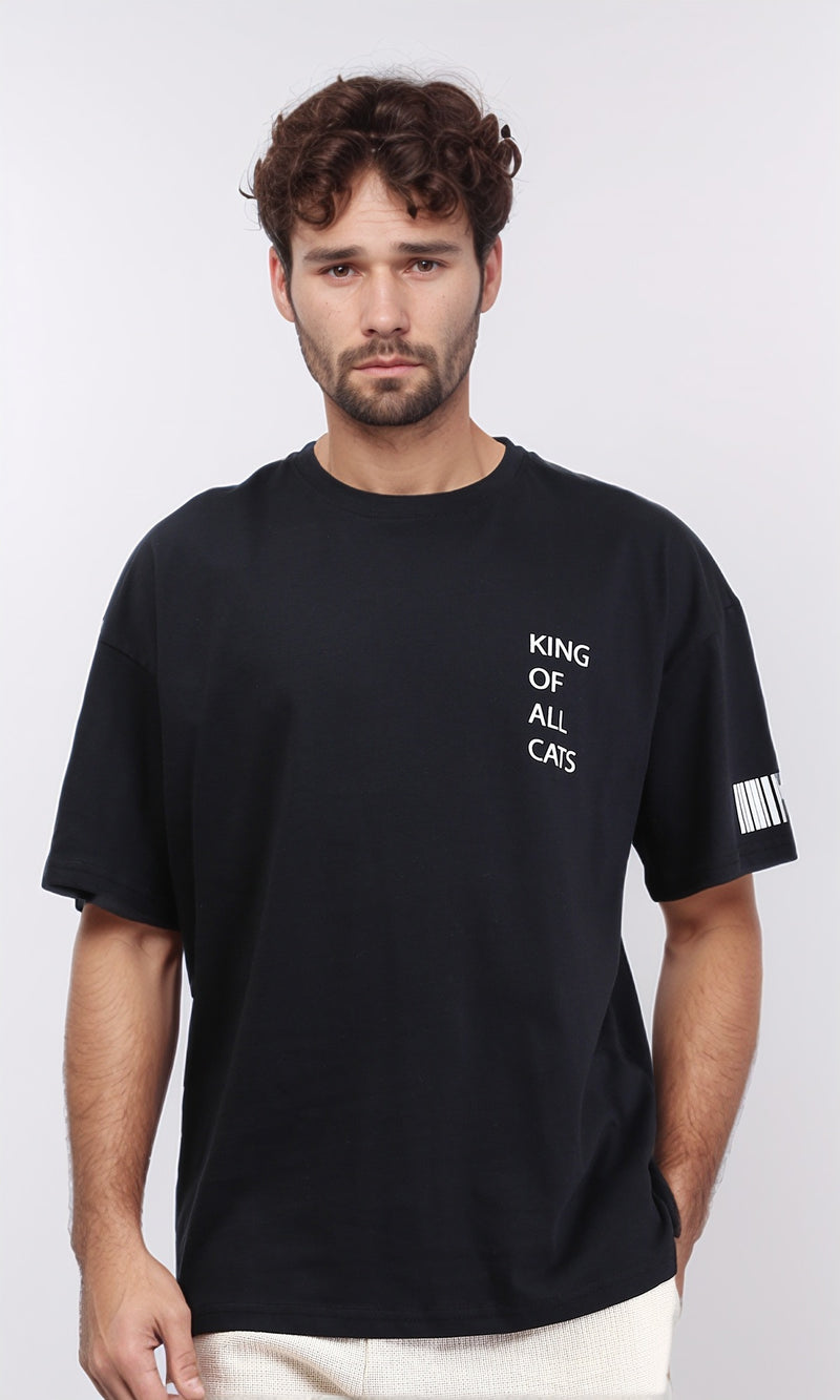 R209413 - "King Of All Cats" Slip On Cotton Tee - Black