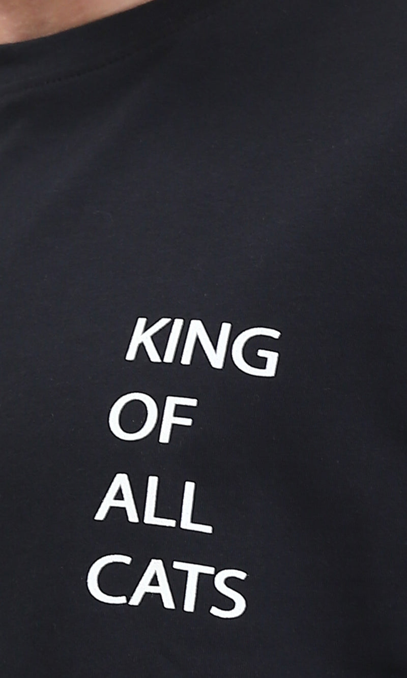 R209413 - "King Of All Cats" Slip On Cotton Tee - Black