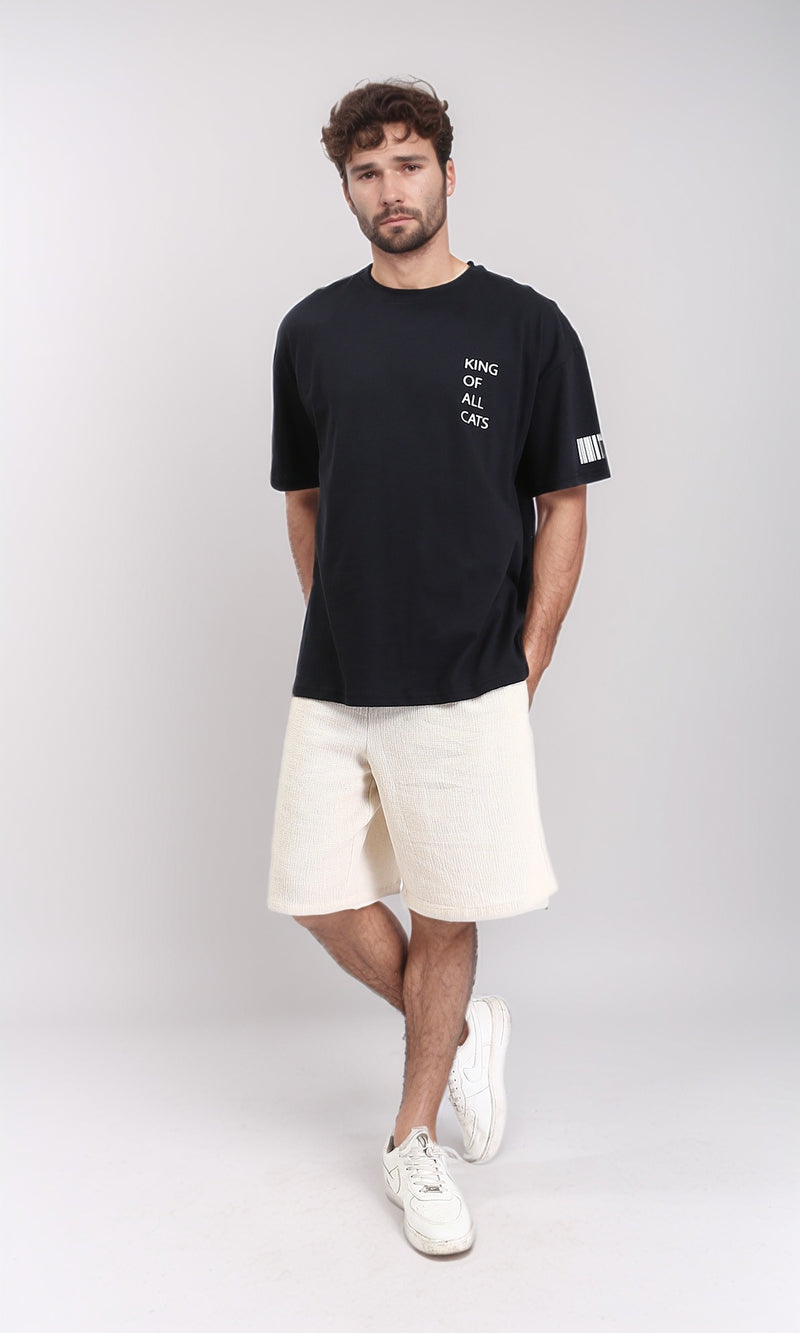 R209413 - "King Of All Cats" Slip On Cotton Tee - Black