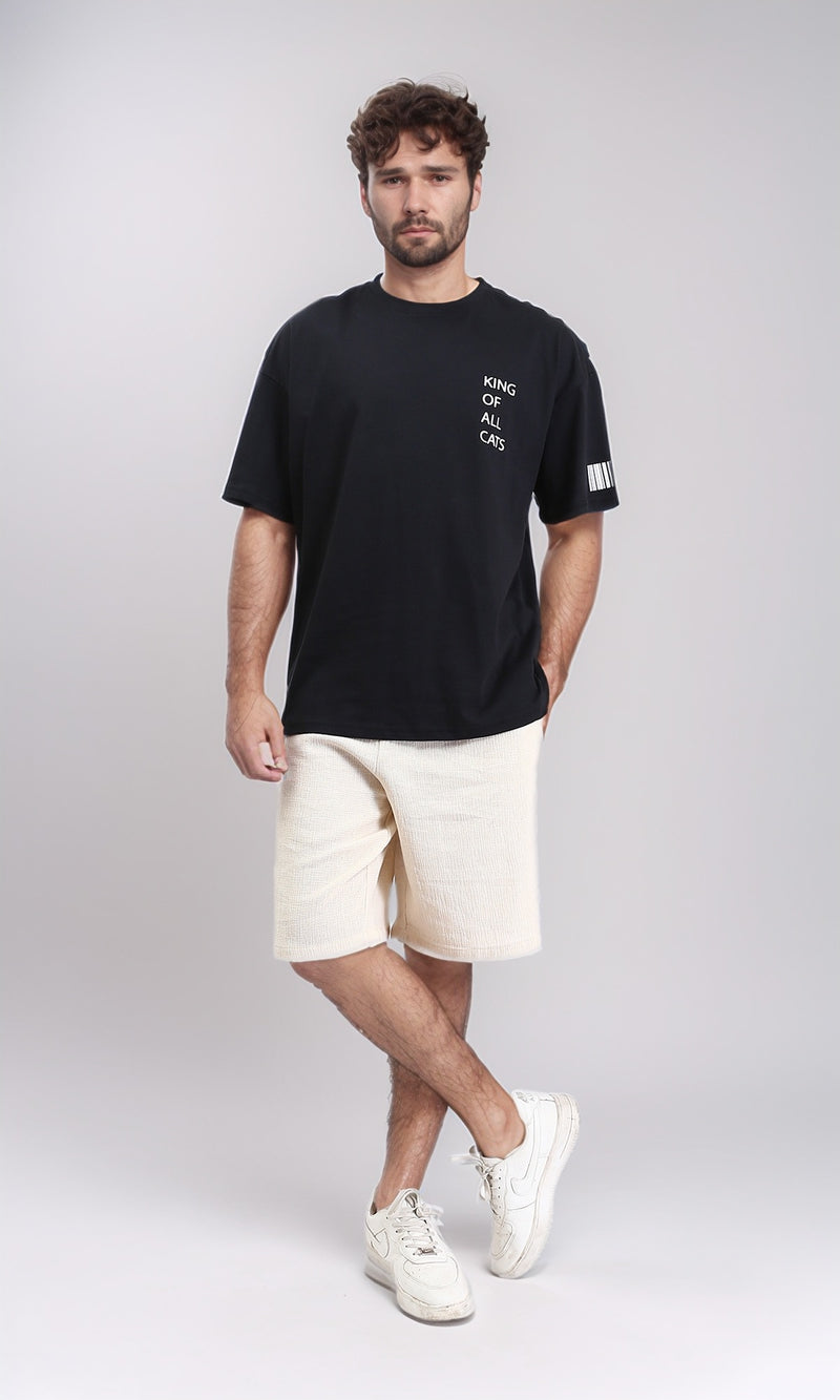 R209413 - "King Of All Cats" Slip On Cotton Tee - Black