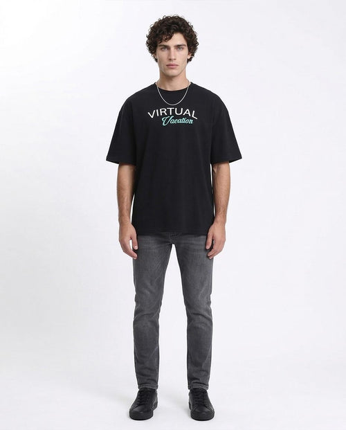 Ravin "Virtual Vacation" Oversized Graphic T-Shirt - Black - R209414