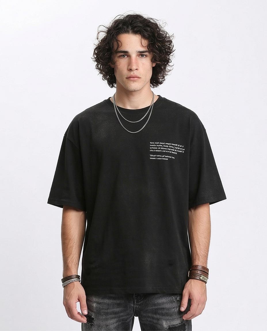 "ink You" Oversized Graphic Tee - Black