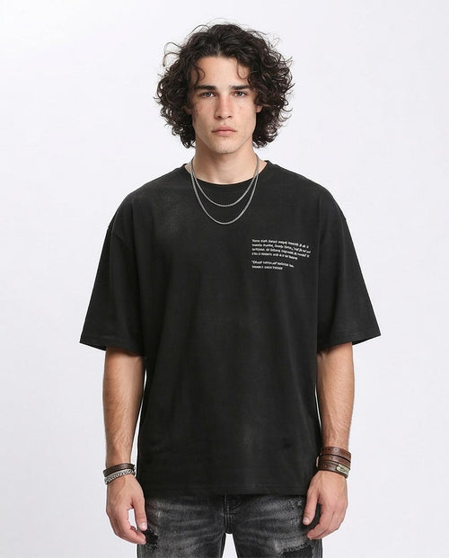 "ink You" Oversized Graphic Tee - Black